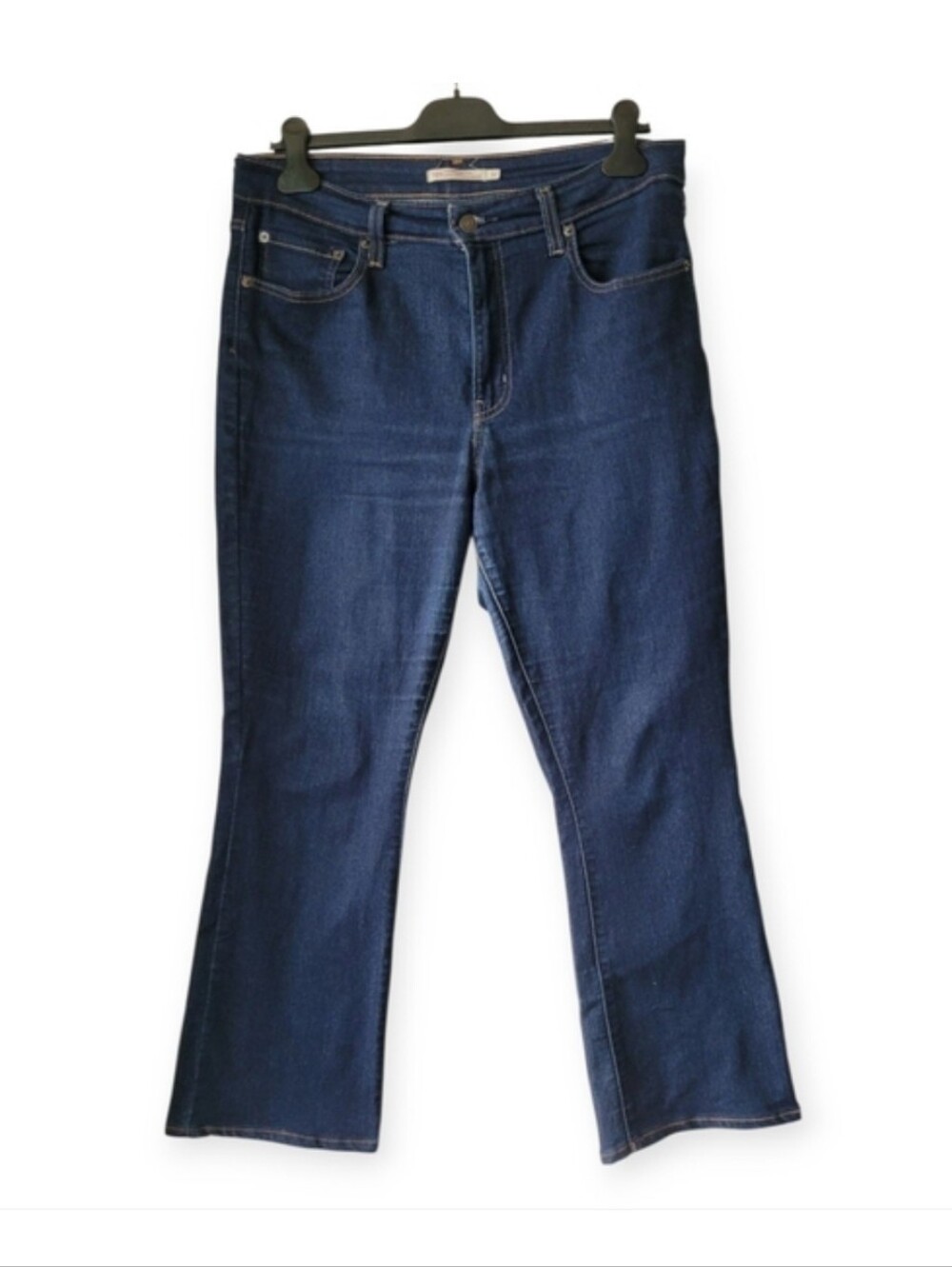 Levi's 725 High Rise Bootcut Womens Jeans Dark Wash SHORT 32 X 27 Cropped